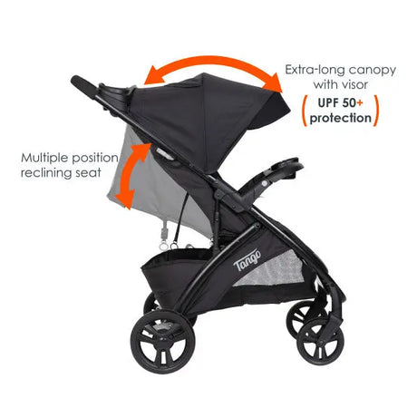 Baby Trend Tango Stroller extra long canopy with visor and multiple position reclining seat
