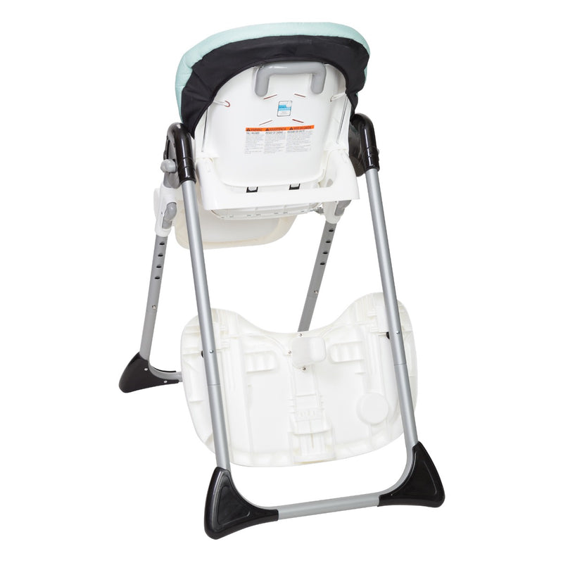 Rear view with child tray storage of the Baby Trend Sit-Right 3-in-1 High Chair