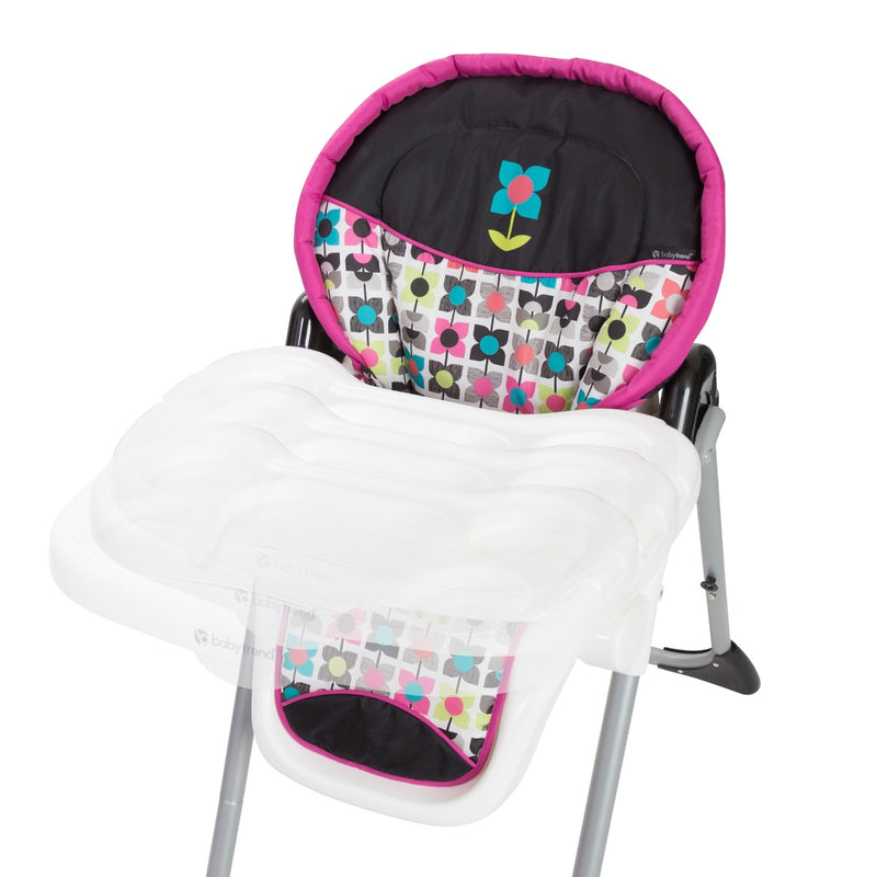 Top view of child tray with different position of the Baby Trend Sit-Right 3-in-1 High Chair