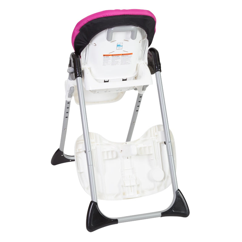 Rear view with child tray storage of the Baby Trend Sit-Right 3-in-1 High Chair