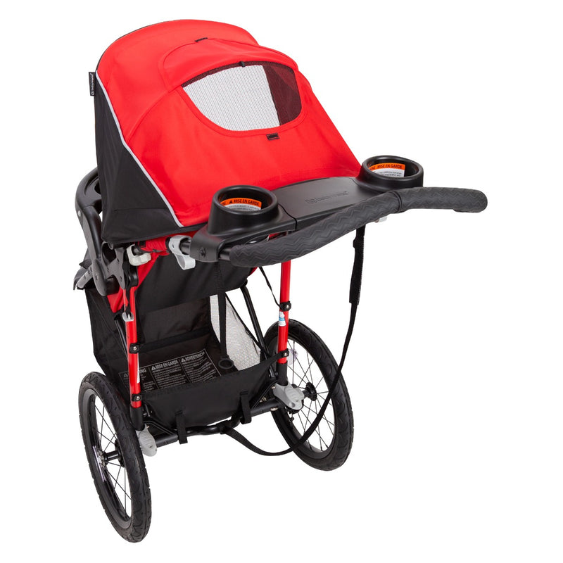 Baby Trend XCEL-R8 Jogging Stroller comes with canopy and peek-a-boo window