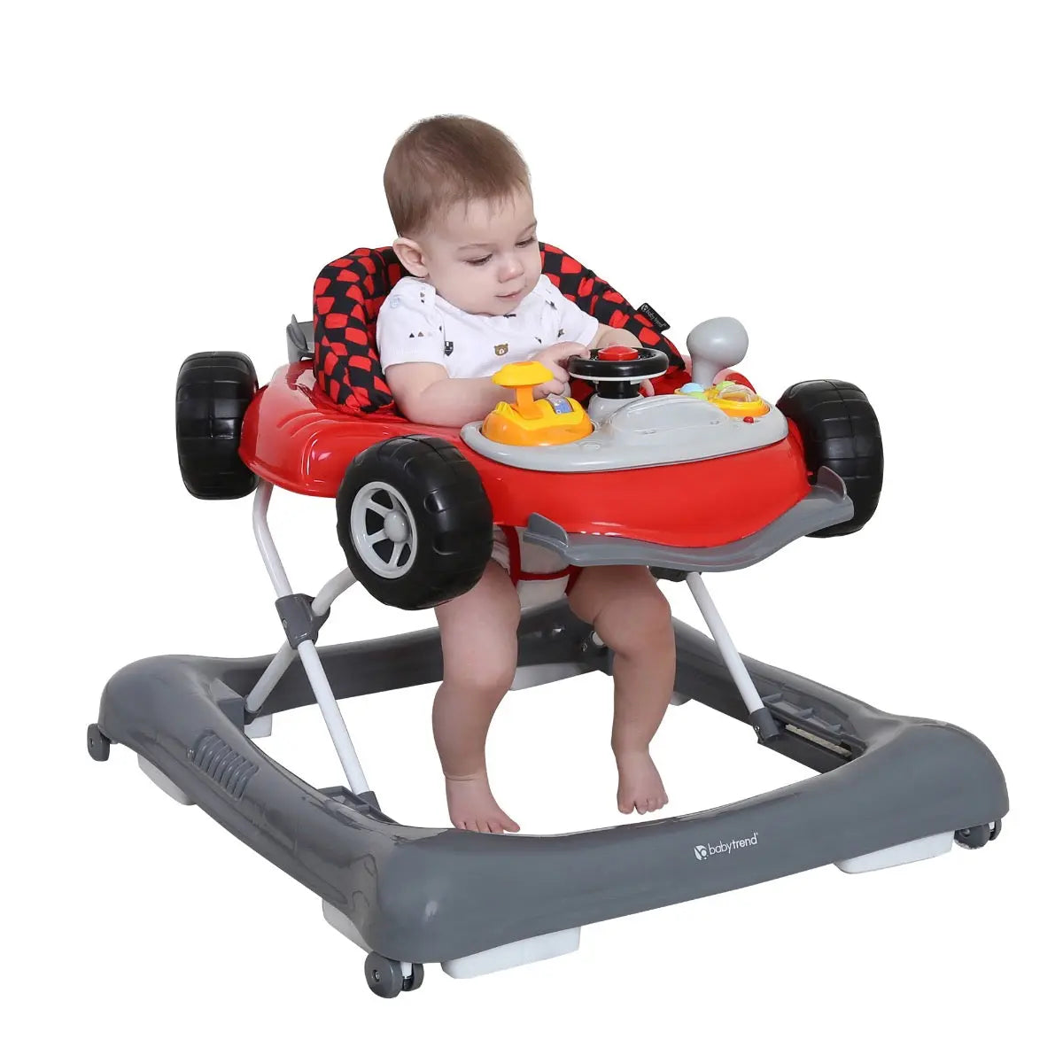 Baby Trend Trend 5.0 Activity Walker in Speedster fashion with toddler playing