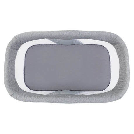Baby Trend Quick-Fold 2-in-1 Rocking Bassinet in Shadow Stone Gray with padding