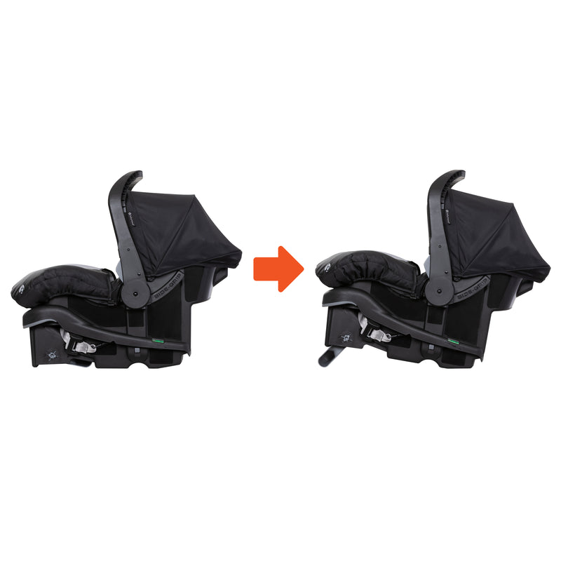 Recline flip-foot on the base of the Baby Trend EZ-Lift PLUS Infant Car Seat with Cozy Cover