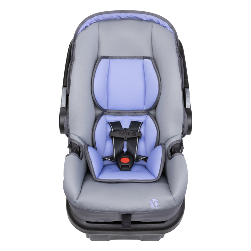 Front view of the comfy seat pad and 5-point safety harness of the Baby Trend EZ-Lift PRO Infant Car Seat