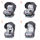 Load image into gallery viewer, Different seating positions for different child ages of the Baby Trend Cover Me 4-in-1 Convertible Car Seat