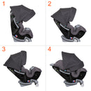 Load image into gallery viewer, Side views of the different child seating positions from the Baby Trend Cover Me 4-in-1 Convertible Car Seat
