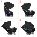 Load image into gallery viewer, Side view of the Baby Trend Cover Me 4-in-1 Convertible Car Seat in different child seating positions