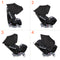 Side view of the Baby Trend Cover Me 4-in-1 Convertible Car Seat in different child seating positions
