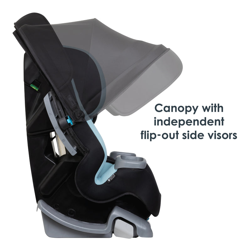 Cover Me™ 4-in-1 Convertible Car Seat in Desert Blue canopy flip-out side visors