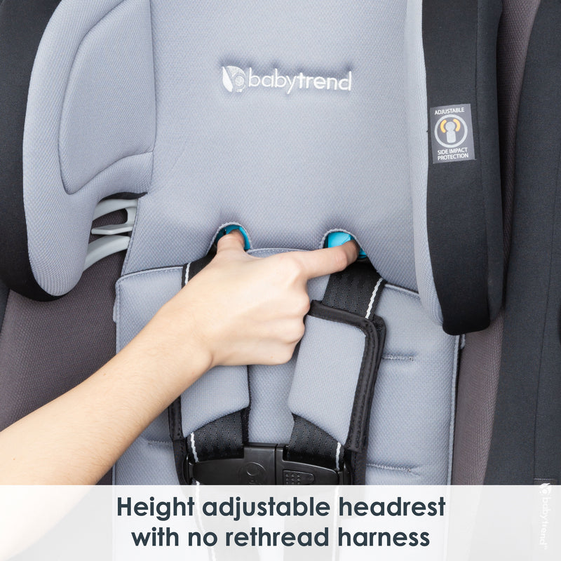 Baby Trend Cover Me 4-in-1 Convertible Car Seat includes height adjustable headrest with no rethread harness