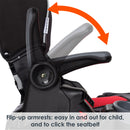 Load image into gallery viewer, Baby Trend PROtect 2-in-1 Folding Booster Car Seat flip up armrests for easy in and out for child and to click the seatbelt