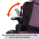 Load image into gallery viewer, Baby Trend booster seat flip-up armrests: easy in and out for child, and to click the seatbelt  