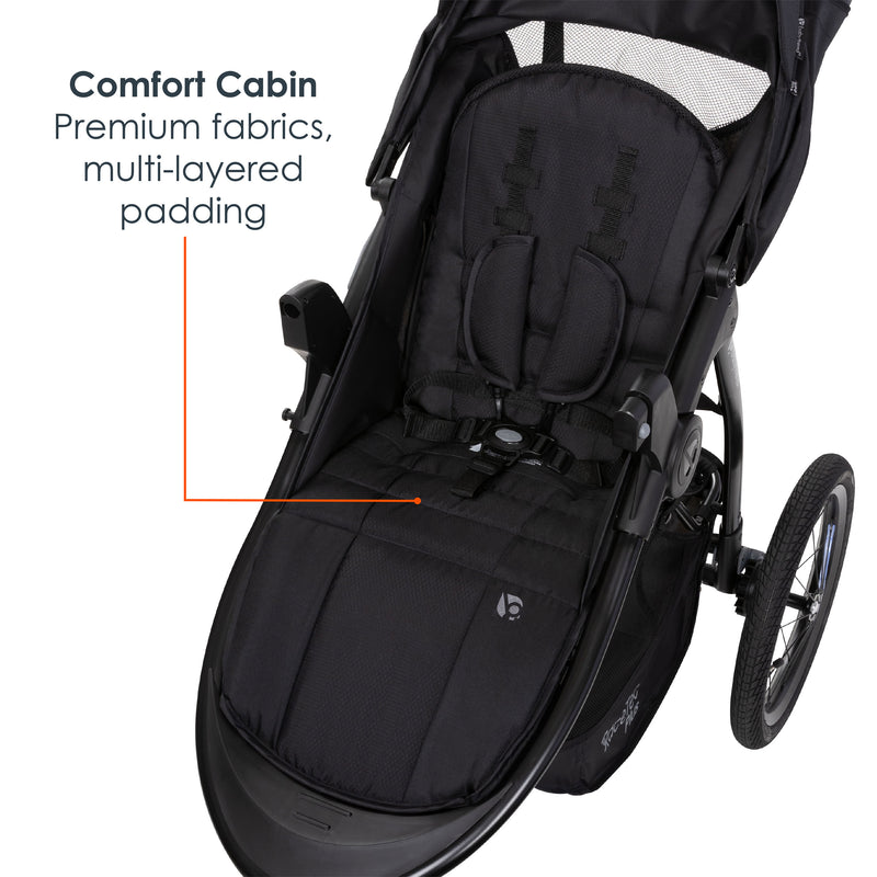 Baby Trend Expedition Race Tec Plus Jogger Stroller includes comfort cabin, premium fabrics, muti-layered padding