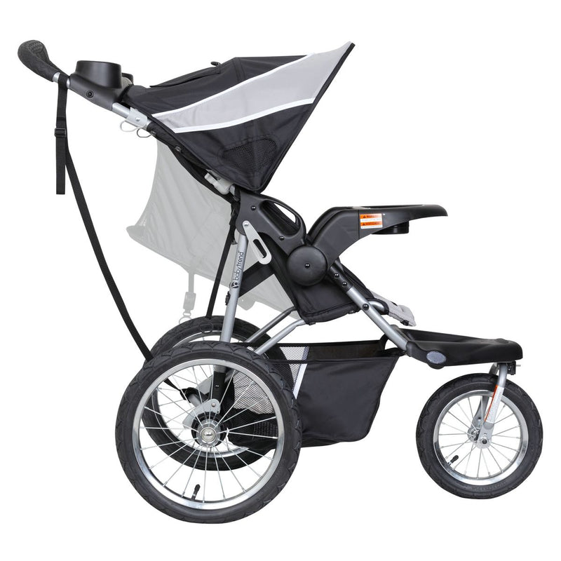 Baby Trend Expedition Jogger Stroller side view of the child reclining seat