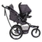 Baby Trend XCEL-R8 PLUS Jogger Stroller can be combined with an infant car seat to create a travel system