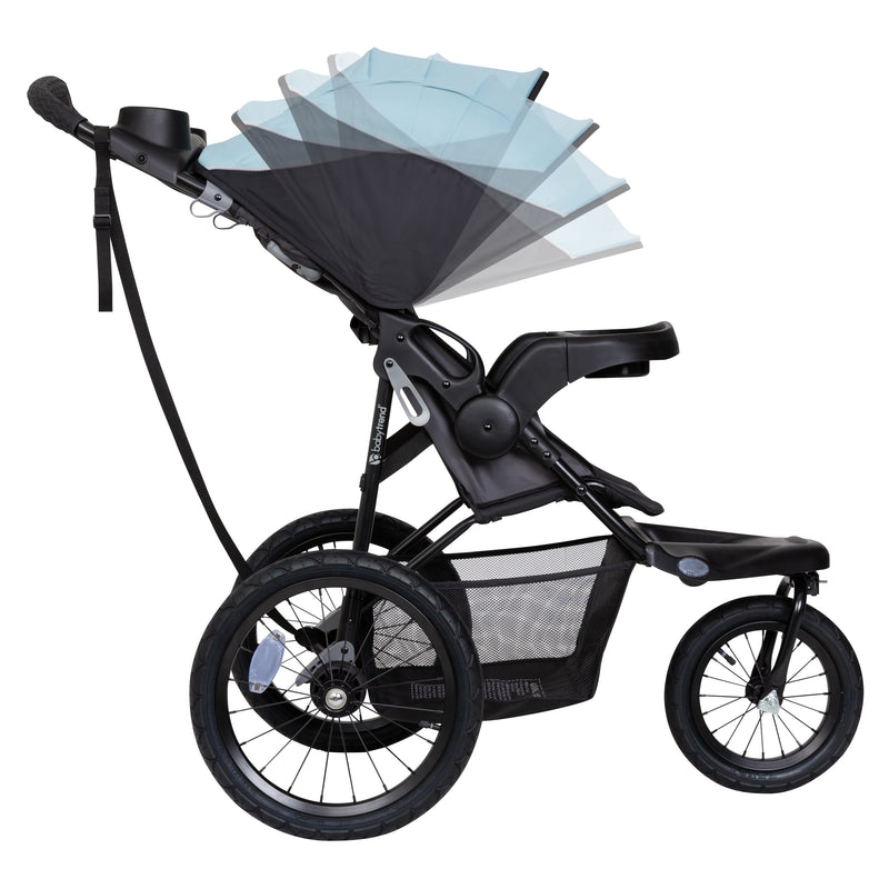 Baby Trend XCEL-R8 Jogger Stroller with ratcheting canopy for child shades from sun