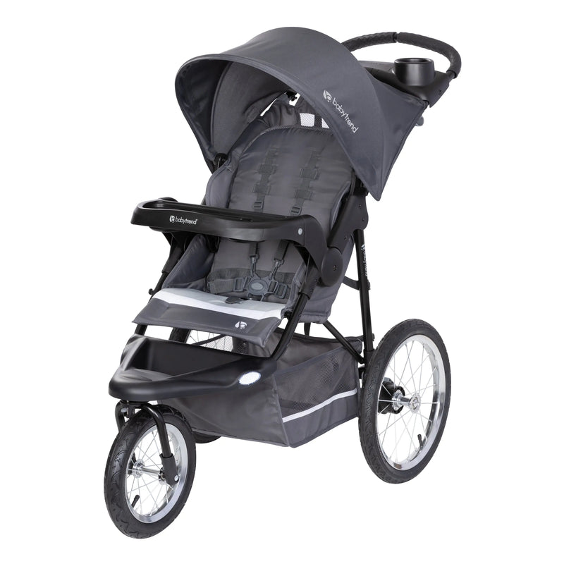 Baby Trend Expedition Jogger with three all-terrain tires and adjustable canopy