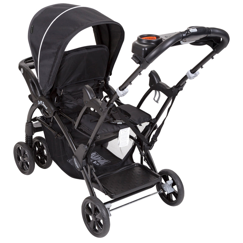 Baby Trend Sit N' Stand Double Stroller view of the bench and stand on platform in the rear
