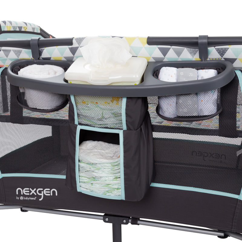 Deluxe parent diaper organizer on the NexGen by Baby Trend Dreamland Nursery Center Playard