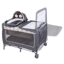 Load image into gallery viewer, The changing table can flip away on the Baby Trend Lil’ Snooze Deluxe II Nursery Center Playard