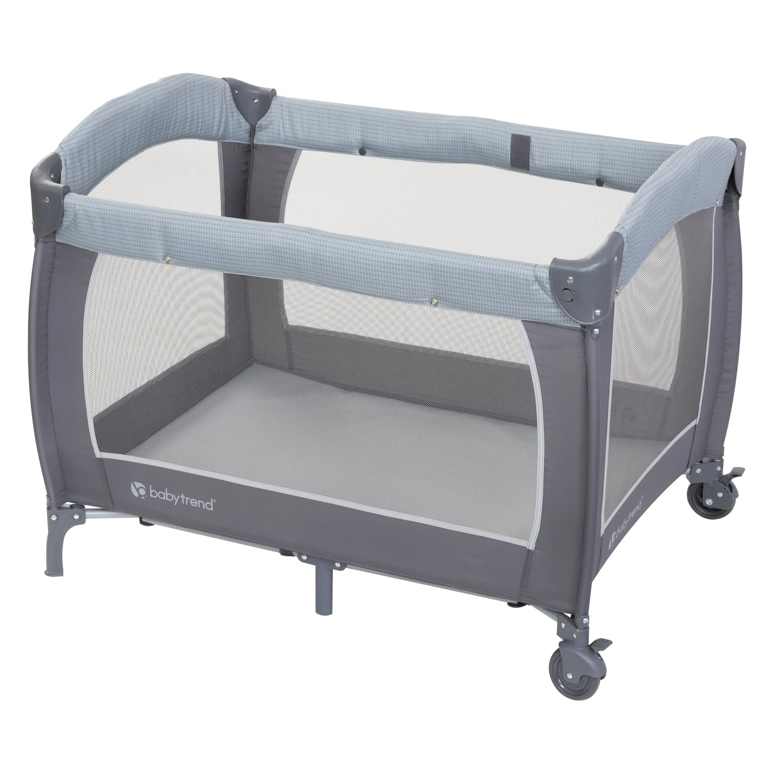 baby trend little snooze deluxe 2 Baby Trend Lil' Snooze Deluxe III Nursery Center Playard for Twins (Cozy Grey)