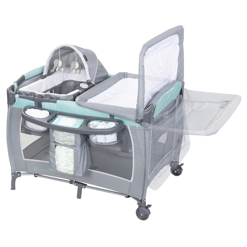 Baby Trend Lil’ Snooze Deluxe III Nursery Center Playard with changing table that flip away
