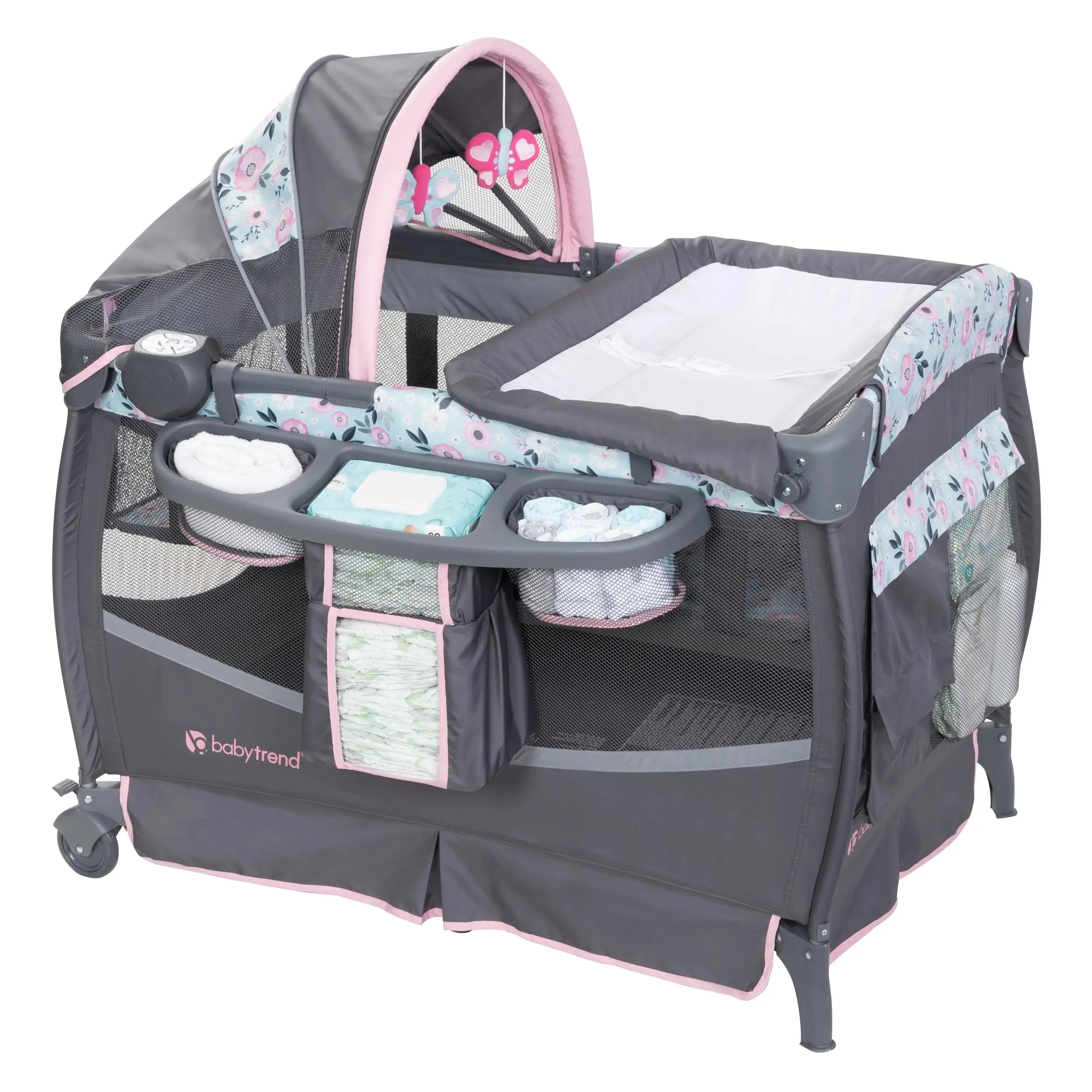 Baby Trend Deluxe II Nursery Center Playard Playard Combo with Bassinet and Music/Nightlight