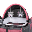 Load image into gallery viewer, Baby Trend Lil’ Snooze Deluxe III Nursery Center Playard for Twins comes with two Rock-a-Bye Bassinet with two hanging toys