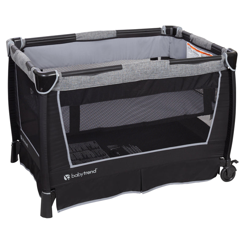 View of the removable full-size bassinet on the Baby Trend Retreat Twins Nursery Center Playard