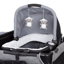 Load image into gallery viewer, Two hanging toys included on the Removable Rock-A-Bye Bassinet of the Baby Trend Retreat Twins Nursery Center Playard