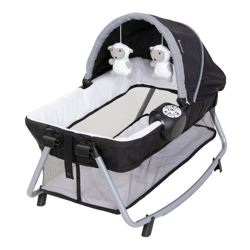 Removable Rock-A-Bye Bassinet can be converted to a stand alone walker from the Baby Trend Lil' Snooze Deluxe Plus Nursery Center Playard 