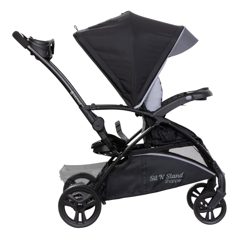 Side view of the Baby Trend Sit N Stand 5-in-1 Shopper Stroller