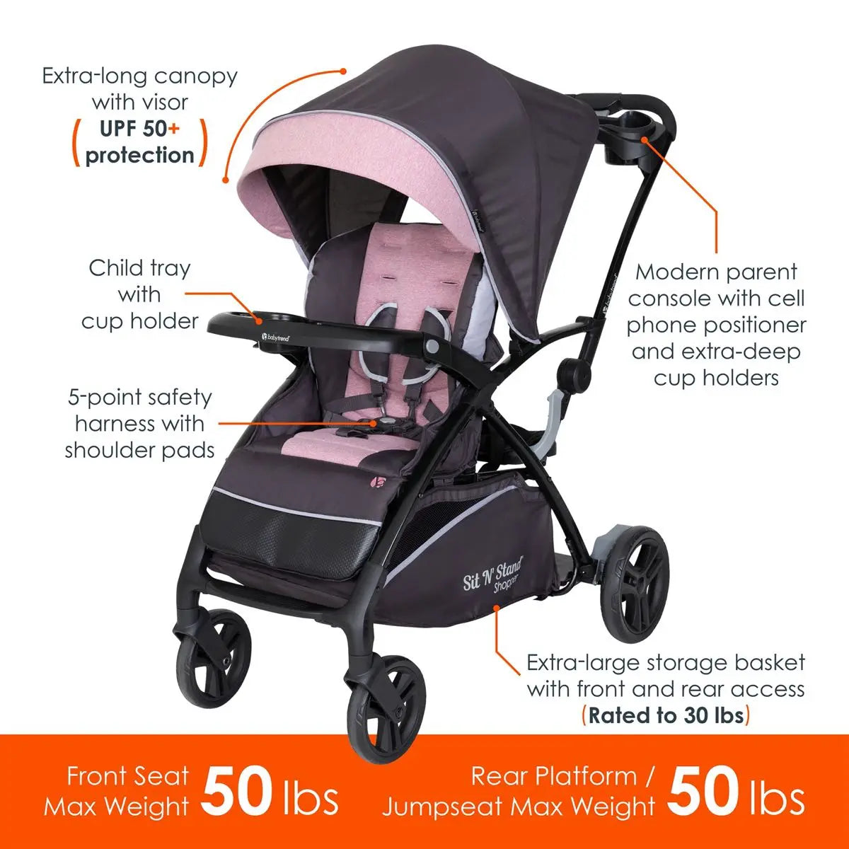Baby Trend Sit N Stand 5-in-1 Shopper StrollerBaby Trend Sit N Stand 5-in-1 Shopper Stroller