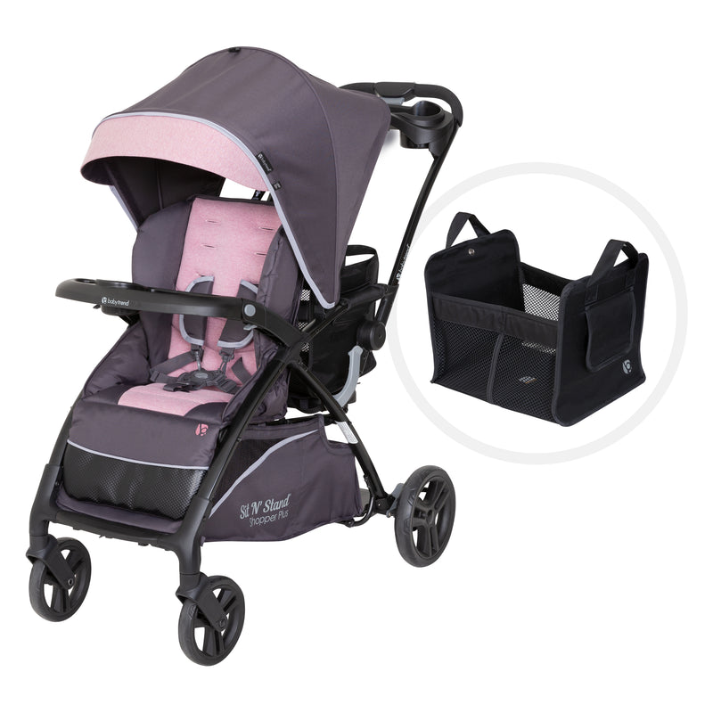 Baby Trend Sit N’ Stand 5-in-1 Shopper Plus Stroller in pink and grey
