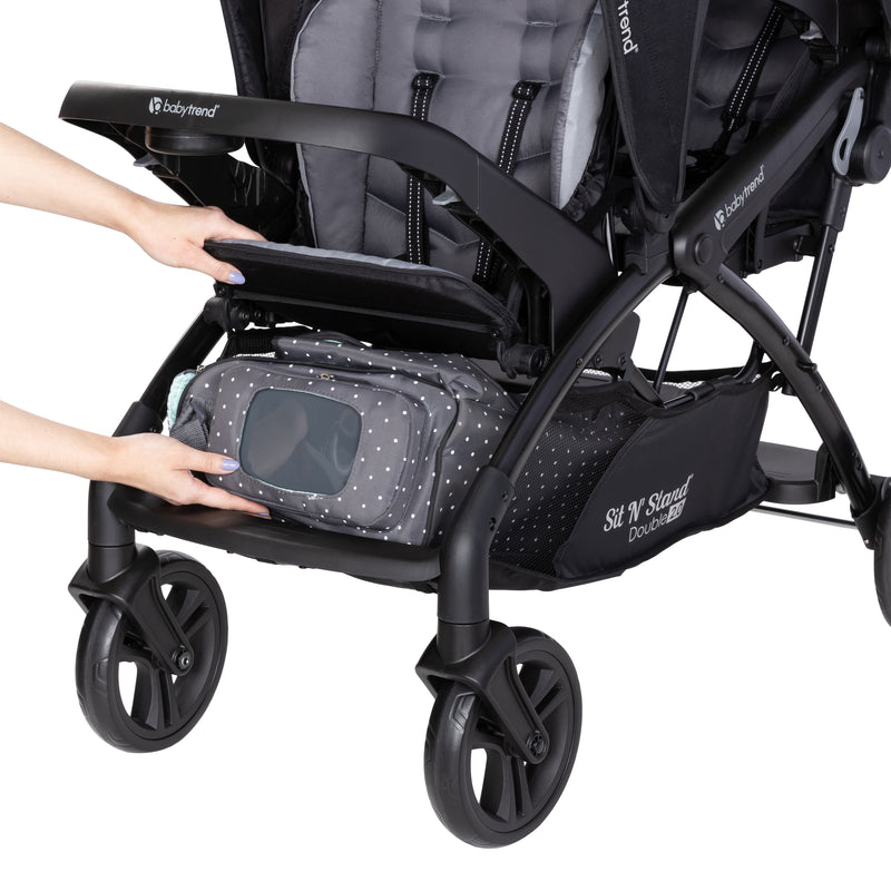Baby Trend Sit N' Stand Double 2.0 Stroller with extra large storage basket and front access