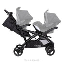 Load image into gallery viewer, Side view with two car seats of the Baby Trend Sit N' Stand Double 2.0 Stroller, infant car seat sold separately