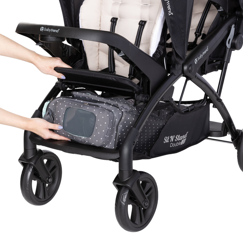 Baby Trend Sit N' Stand - Cochecito doble 2.0 DLX con arnés de seguridad de  5 puntos, toldo, cesta adicional, 2 portavasos y compartimento cubierto