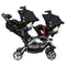 Baby Trend Sit N' Stand Double Stroller can be combined with infant car seats on both child seats