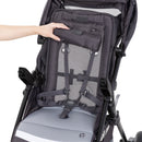 Load image into gallery viewer, Baby Trend Sonar Seasons Stroller backrest roll up to reveal a mesh backing for child air flow to back