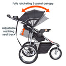 Load image into gallery viewer, Baby Trend Pathway 35 Jogging Stroller Travel System with fully ratcheting canopy and adjustable reclining seat back