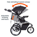 Load image into gallery viewer, Baby Trend Pathway 35 Jogging Stroller Travel System with fully ratcheting canopy and adjustable reclining seat back