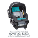 Load image into gallery viewer, Baby Trend Pathway 35 Jogging Stroller Travel System accepts the included Ally 35 Infant Car Seat, car seat comes with reversible infant insert