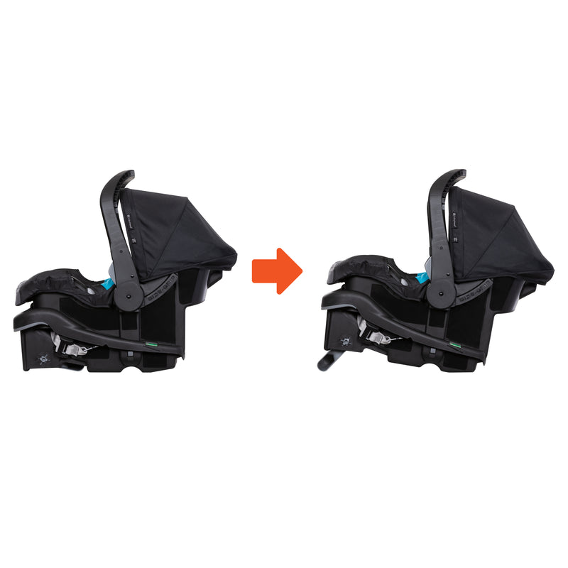 Baby Trend EZ-Lift 35 PLUS Infant Car Seat with flip foot on base for the right angle in the car