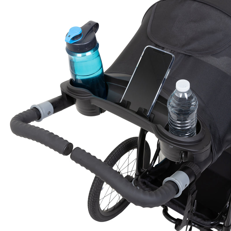 Baby Trend Expedition Race Tec PLUS Jogger Travel System comes with parents tray including two cup holders and cell phone positioner