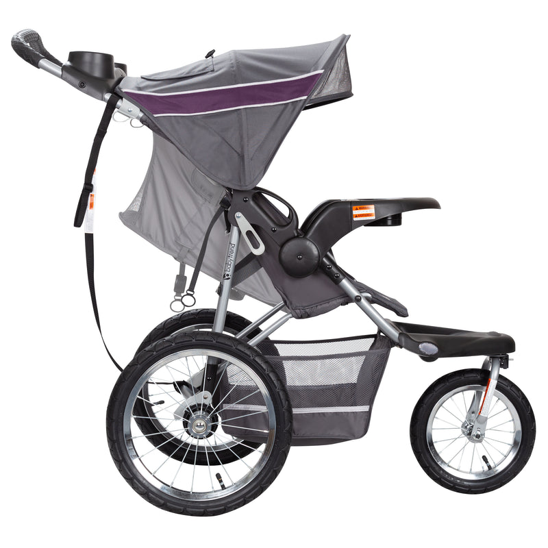 Side view with canopy and reclining seat for child on the Baby Trend Expedition Jogger Travel System