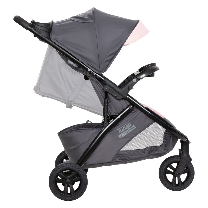 Baby Trend Tango 3 All-Terrain Stroller Travel System side view of reclining seat and canopy