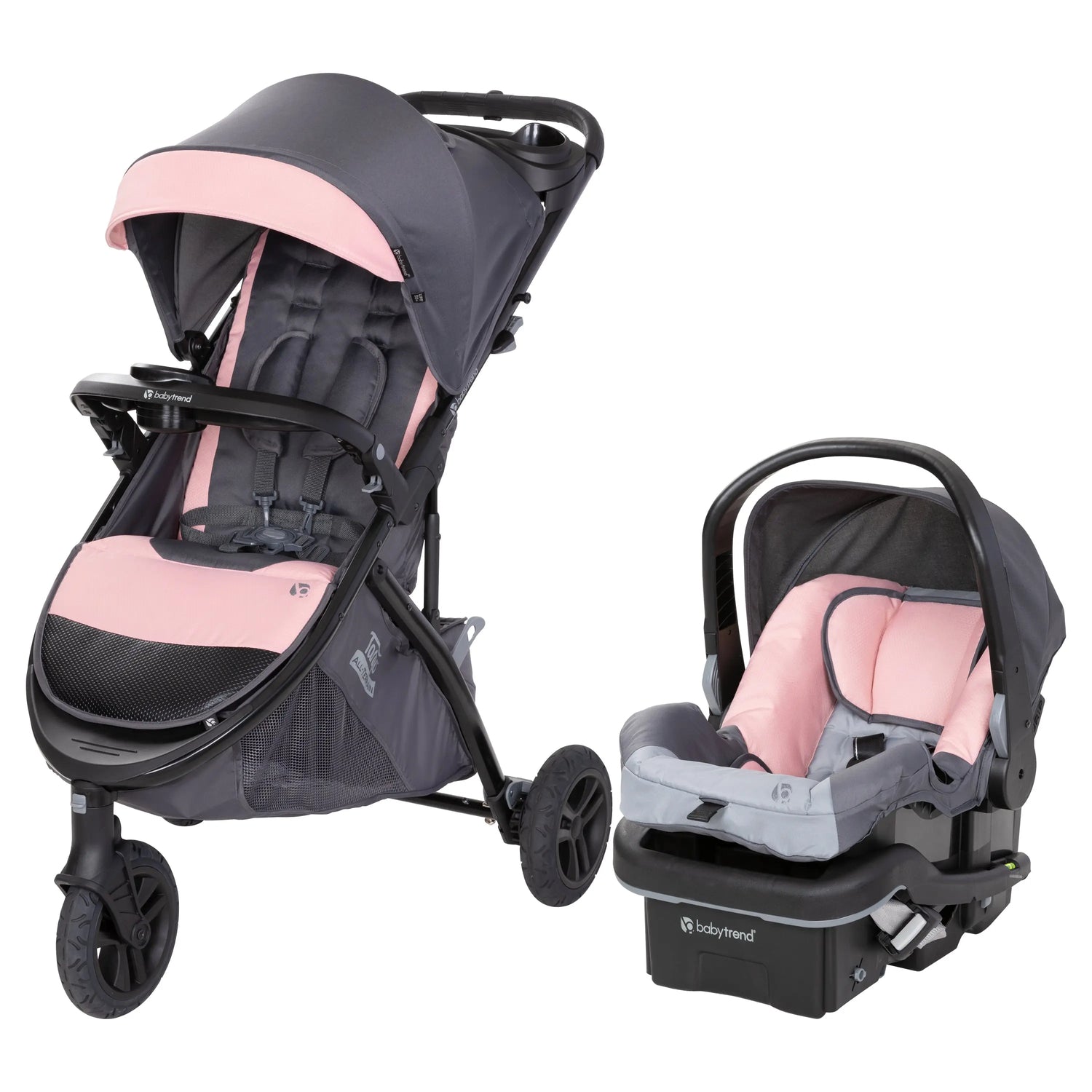 cheap baby stroller with car seat Baby Trend Tango 3 All-Terrain Stroller Travel System with EZ-Lift Plus Infant Car Seat, Ultra Pink
