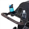 Parent tray with two cup holders and cell phone positioner on the MUV by Baby Trend Tango Pro Stroller Travel System