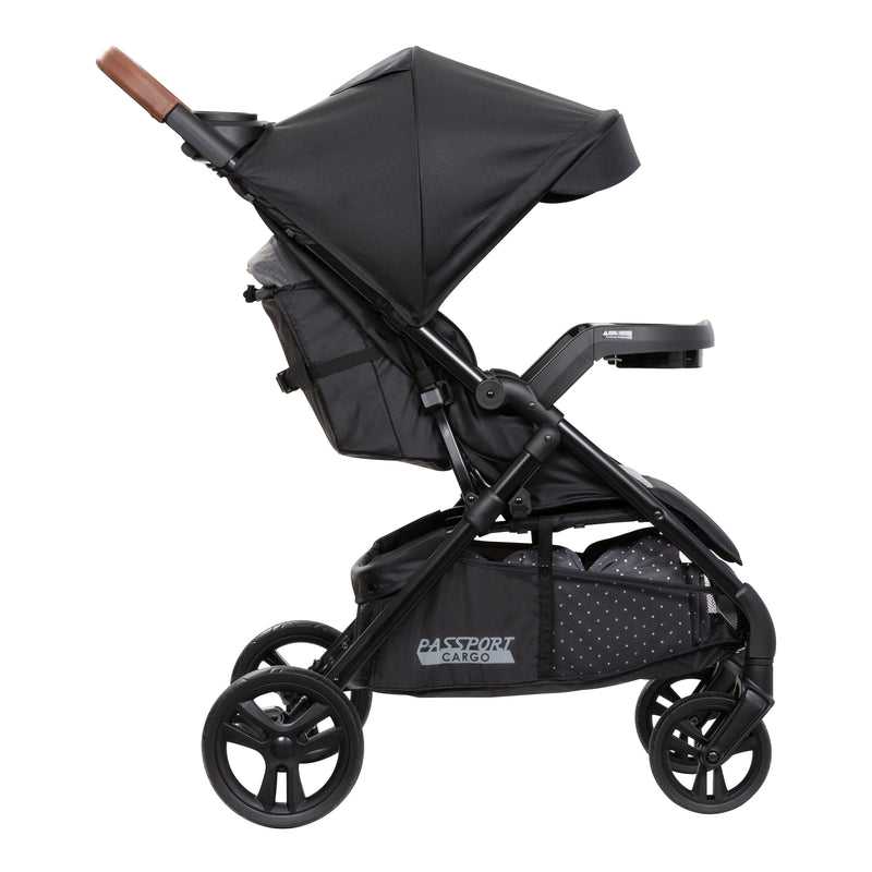 Baby Trend Passport Cargo Stroller Travel System side view with large rear pocket storage